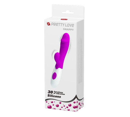 Лиловый вибратор Snappy с клиторальным отростком - 19,5 см.