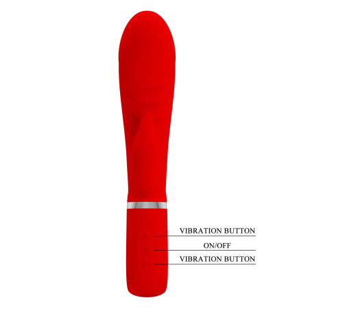 Красный вибратор-кролик с рёбрышками Prescott - 20 см.