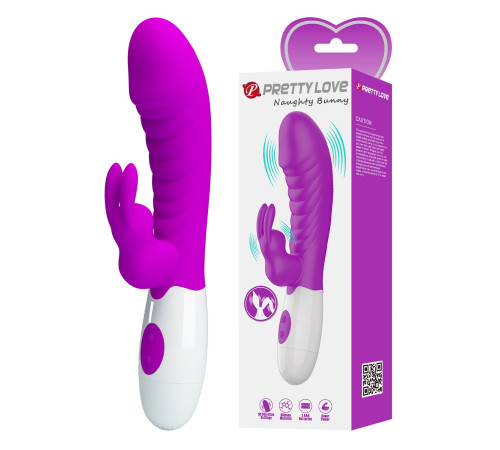 Лиловый вибратор-кролик Naughty Bunny - 19,8 см.