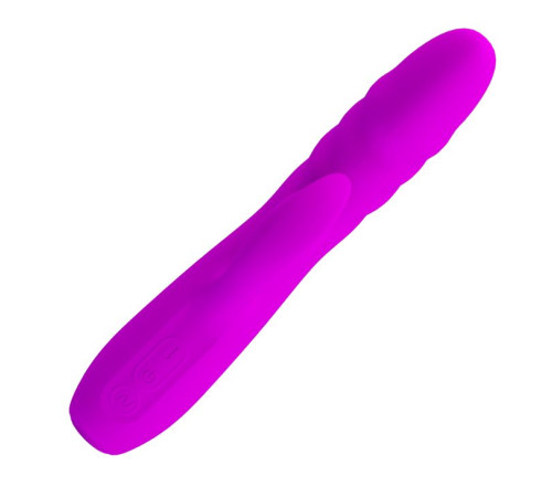 Лиловый вибратор с клиторальным стимулятором Melanie - 20,5 см.