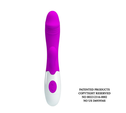 Лиловый вибратор Snappy с клиторальным отростком - 19,5 см.