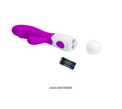 Лиловый вибратор Snappy с клиторальным отростком - 19,5 см.