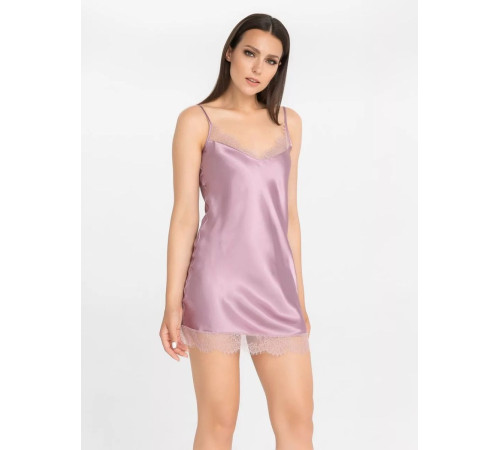 Короткая сорочка на узких бретелях из искусственного шелка