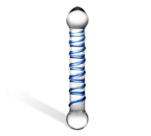 Прозрачный фаллос с голубой спиралью Spiral Dildo - 17 см. Прозрачный фаллос с голубой спиралью Spiral Dildo - 17 см.