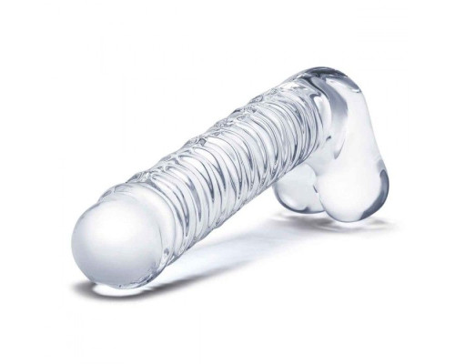 Заказать Прозрачный фаллоимитатор 8  Realistic Ribbed Glass Dildo - 20,3 см.