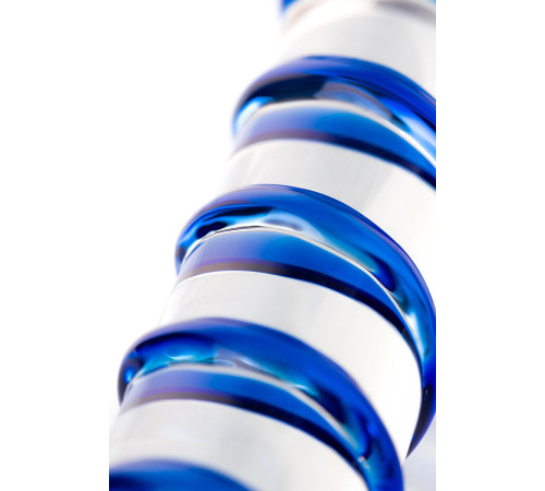 Прозрачный фаллос из стекла со спиралью - 18 см.