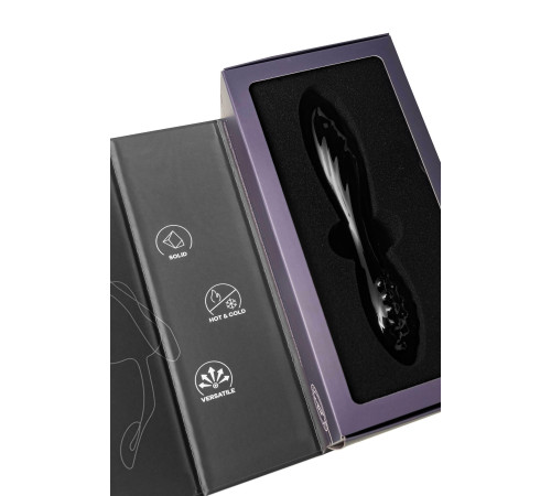 Черный двусторонний фаллоимитатор Dazzling Crystal 1 - 18,5 см.