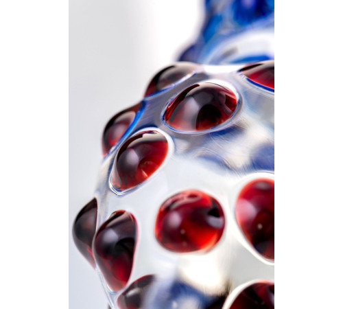 Двусторонний стеклянный фаллос со спиралью и шишечками - 20,5 см.