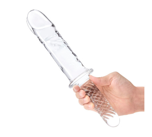 Стеклянный фаллоимитатор с рукоятью 11’’ Girthy Cock Double Ended With Handle - 28 см.