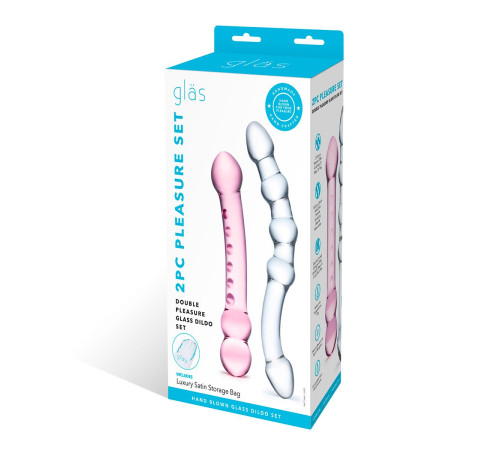 Набор из 2 стеклянных двухголовых фаллоимитаторов Pleasure Set Набор из 2 стеклянных двухголовых фаллоимитаторов Pleasure Set