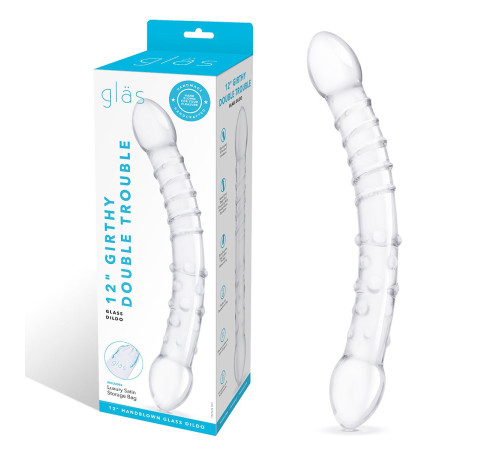 Двусторонний стеклянный фаллоимитатор 12’’ Girthy Double Trouble Glass Dildo - 30 см.