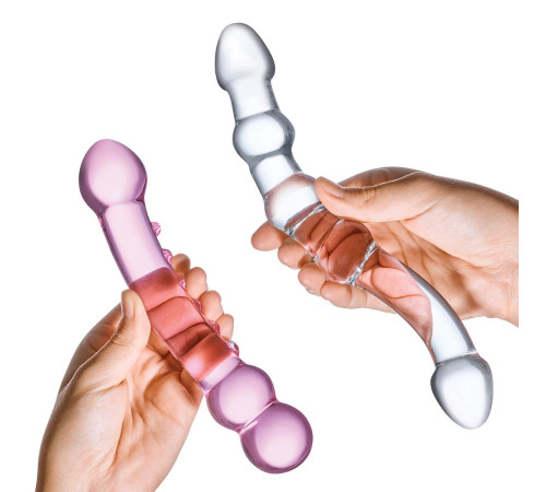 Набор из 2 стеклянных двухголовых фаллоимитаторов Pleasure Set Набор из 2 стеклянных двухголовых фаллоимитаторов Pleasure Set