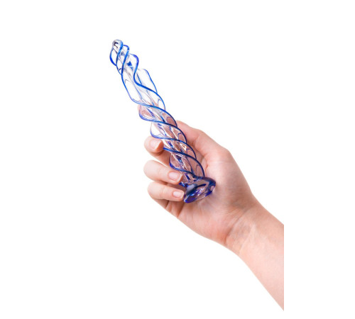 Прозрачный спиралевидный стимулятор из стекла - 18,5 см.