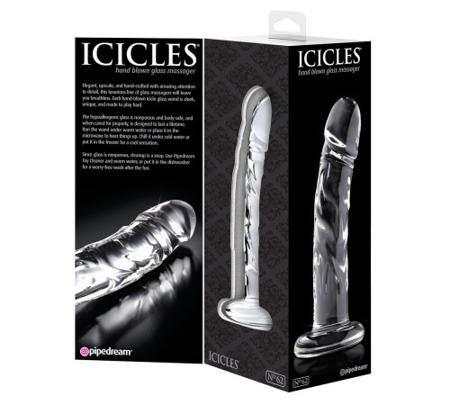 Прозрачный стеклянный фаллоимитатор Icicles №62 - 16,5 см.