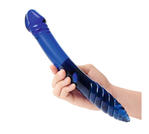 Синий двусторонний стеклянный стимулятор 11’’ Double-sided Glass Dildo For G-Spot P-Spot Stimulation - 28 см.
