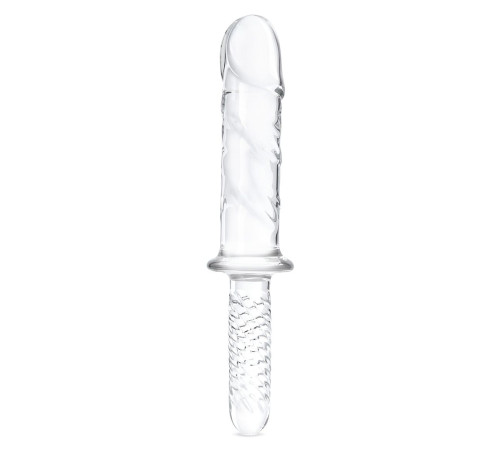 Стеклянный фаллоимитатор с рукоятью 11’’ Girthy Cock Double Ended With Handle - 28 см.