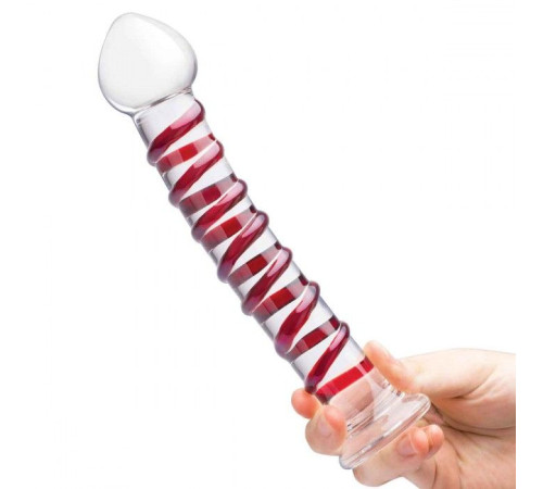 Прозрачный стимулятор с красной спиралью 10 Mr. Swirly Dildo - 25,4 см. Прозрачный стимулятор с красной спиралью 10 Mr. Swirly Dildo - 25,4 см.