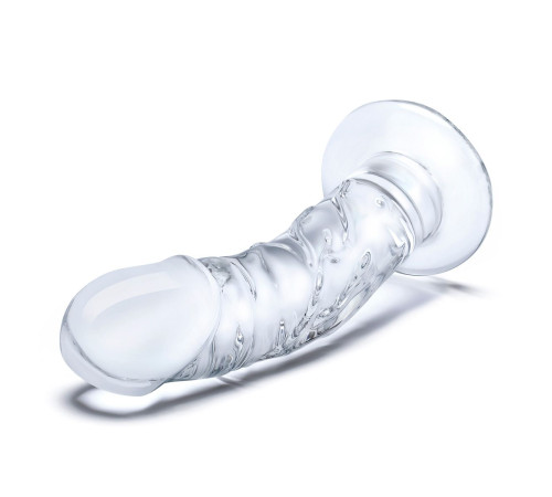 Стеклянный фаллоимитатор из стекла 7’’ Curved Realistic Glass Dildo With Veins - 15,9 см.
