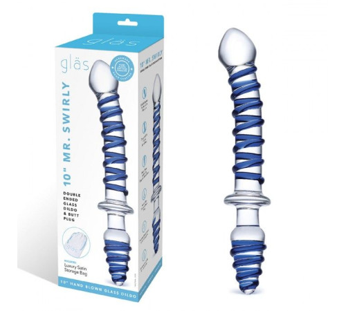 Двусторонний фаллоимитатор с анальной пробкой Mr. Swirly Dildo   Butt Plug - 25 см.