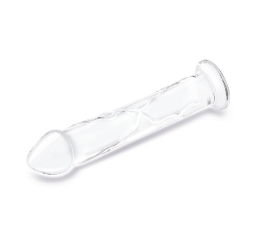 Большой стеклянный стимулятор 12’’ Glass Dildo With Veins   Flat Base - 28 см.