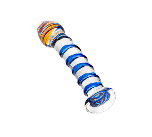 Прозрачный фаллос из стекла со спиралью - 18 см.