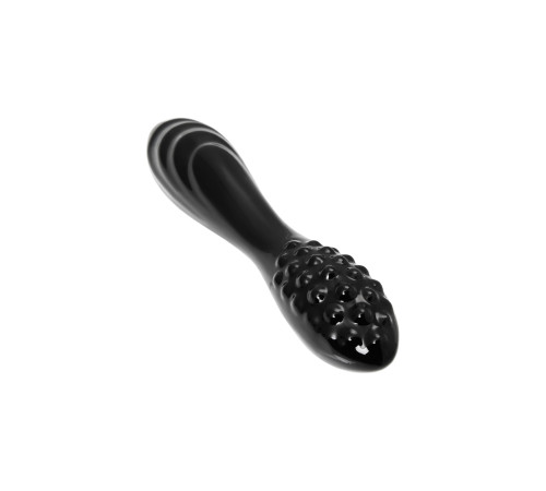 Черный двусторонний фаллоимитатор Dazzling Crystal 1 - 18,5 см.