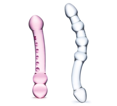 Набор из 2 стеклянных двухголовых фаллоимитаторов Pleasure Set Набор из 2 стеклянных двухголовых фаллоимитаторов Pleasure Set