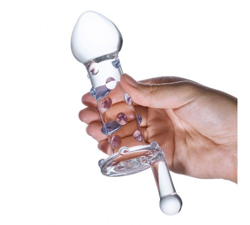 Небольшой стеклянный фаллос с ручкой Candy Land Juicer - 11,5 см.