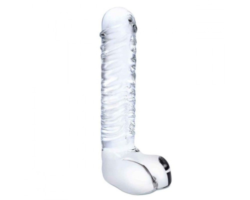 Заказать Прозрачный фаллоимитатор 8  Realistic Ribbed Glass Dildo - 20,3 см.
