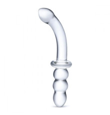 Прозрачный ребристый двусторонний стимулятор Ribbed G-Spot - 20 см.
