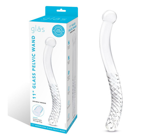 Стеклянный фаллоимитатор 11’’ Glass Pelvic Wand Double Ended - 28 см.