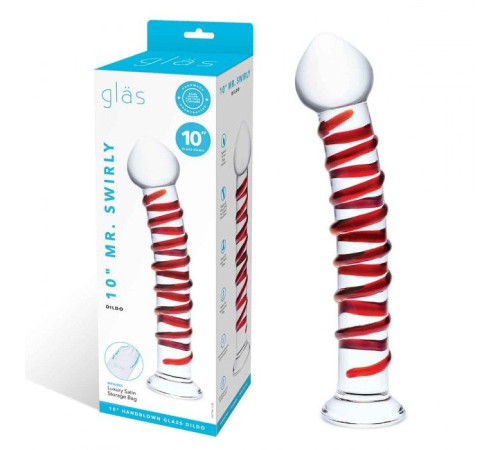 Прозрачный стимулятор с красной спиралью 10 Mr. Swirly Dildo - 25,4 см. Прозрачный стимулятор с красной спиралью 10 Mr. Swirly Dildo - 25,4 см.