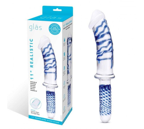 Прозрачно-синий двусторонний стимулятор 11 Realistic Double Ended Dildo - 28 см. Прозрачно-синий двусторонний стимулятор 11 Realistic Double Ended Dildo - 28 см.