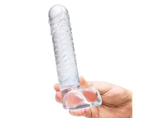 Заказать Прозрачный фаллоимитатор 8  Realistic Ribbed Glass Dildo - 20,3 см.