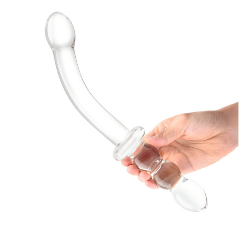 Изогнутый стеклянный фаллоимитатор 12’’ Girthy Ribbed G-Spot Glass Dildo With Handle Grip Double Ended - 30 см. Изогнутый стеклянный фаллоимитатор 12’’ Girthy Ribbed G-Spot Glass Dildo With Handle Grip Double Ended - 30 см.