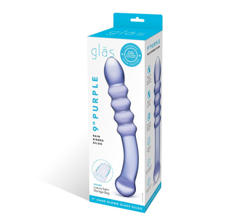 фиолетовый фаллоимитатор из стекла Purple Rain - 22,9 см.