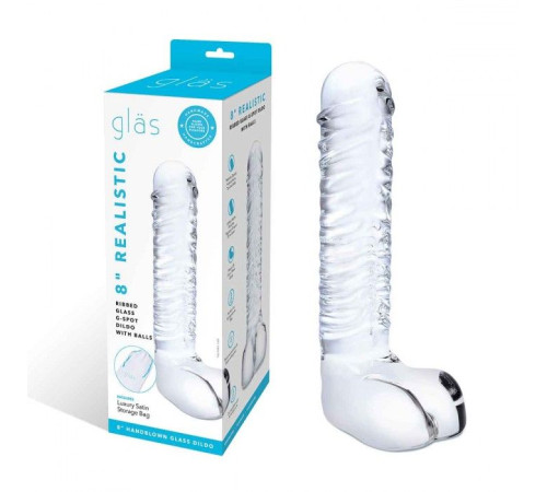 Прозрачный фаллоимитатор 8 Realistic Ribbed Glass Dildo - 20,3 см. Прозрачный фаллоимитатор 8 Realistic Ribbed Glass Dildo - 20,3 см.