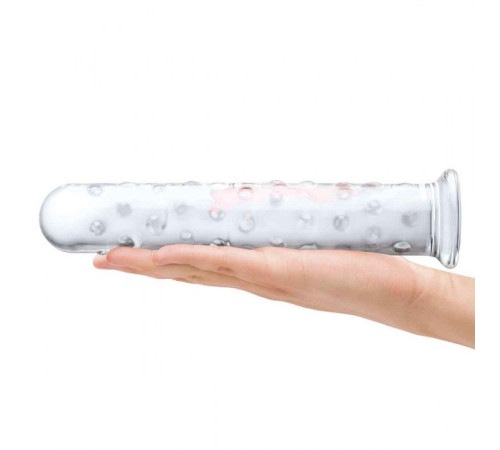 Прозрачный стеклянный фаллос с массажным рельефом 10  Extra Large Glass Dildo - 25,5 см.