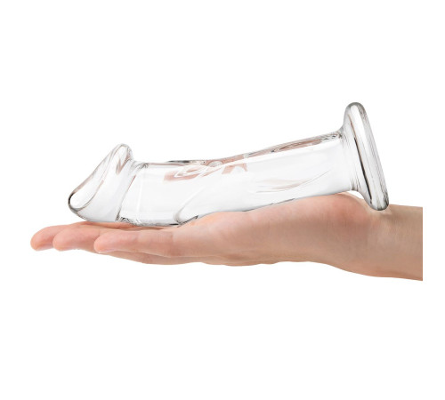 Прозрачный стеклянный фаллоимитатор 6’’ Glass Dildo With Veins   Flat Base - 15,2 см.