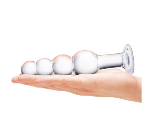 Прозрачная анальная пирамида 7,25  Beaded Butt Plug - 17 см.