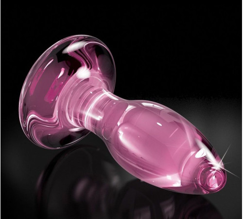 Розовая стеклянная пробка Icicles №90 с силиконовой присоской - 8 см.