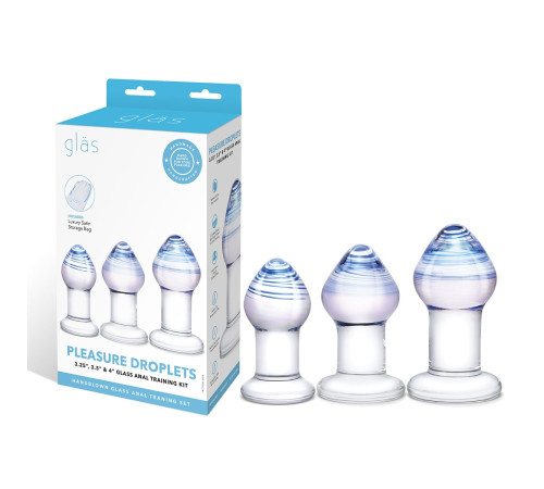 Набор из 3 стеклянных анальных пробок Pleasure Droplets Plug Set