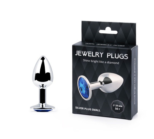Анальное украшение SILVER PLUG SMALL с синим кристаллом - 7,2 см. Анальное украшение SILVER PLUG SMALL с синим кристаллом - 7,2 см.