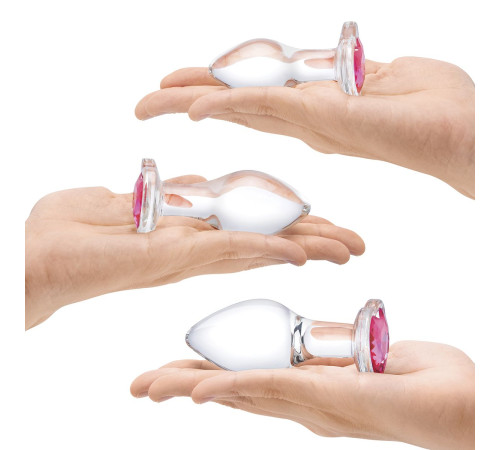 Набор из 3 стеклянных анальных пробок Heart Jewel Plug Set