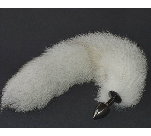 Темная анальная пробка с длинным пушистым хвостиком