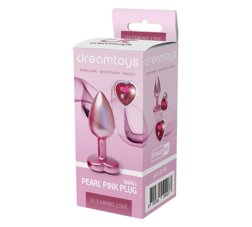 Розовая анальная пробка с кристаллом-сердцем Pearl Pink Plug Small