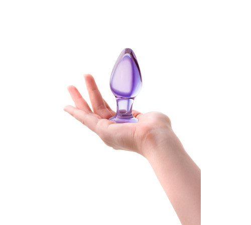 Фиолетовая стеклянная анальная пробка - 10 см.