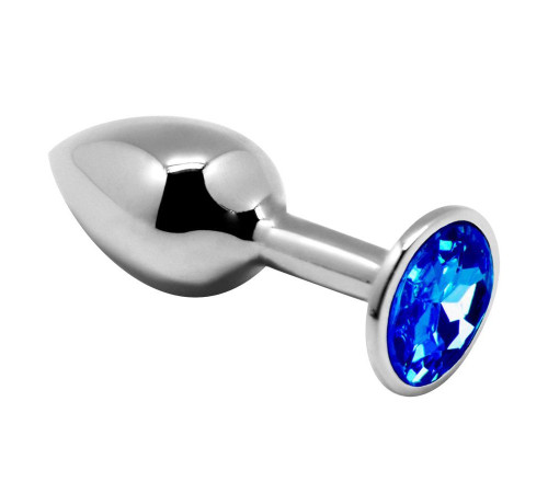Серебристая анальная втулка с синим кристаллом Mini Metal Butt Plug Size M - 8 см. Серебристая анальная втулка с синим кристаллом Mini Metal Butt Plug Size M - 8 см.