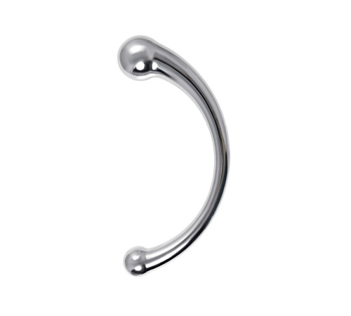 Серебристый двусторонний металлический дилдо - 21 см.