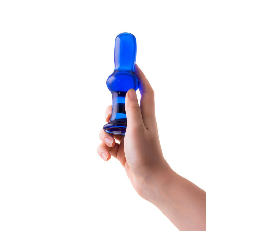 Синяя стеклянная анальная втулка - 13,5 см.